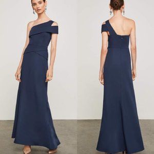 BCBGMAXAZRIA NAVY FORMAL ONE SHOULDER GOWN